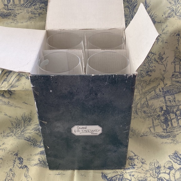 Vintage Set of 4 Cristal J.G. Durand Cobalt Blue Swirl Wine Glasses JG Crystal - Picture 6 of 6